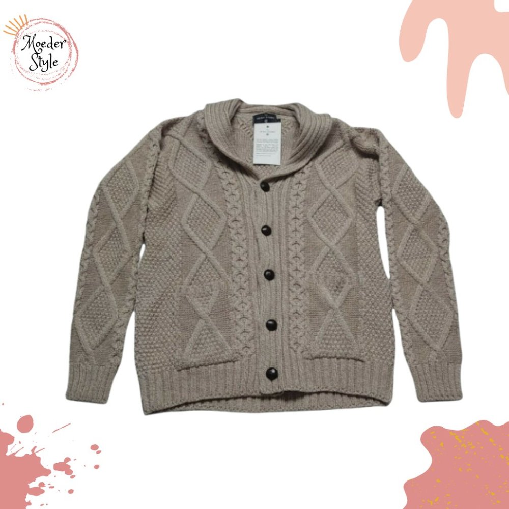 TheIrishStore Shawl Collar Cardigan Cream SizeL